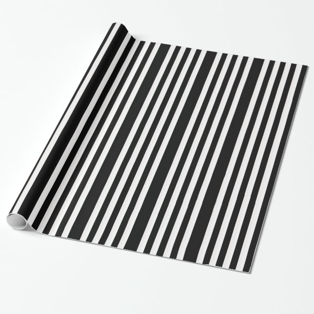 Halloween Schwarz-weiß Strip-Geschenk Geschenkpapier (Ungerollt)