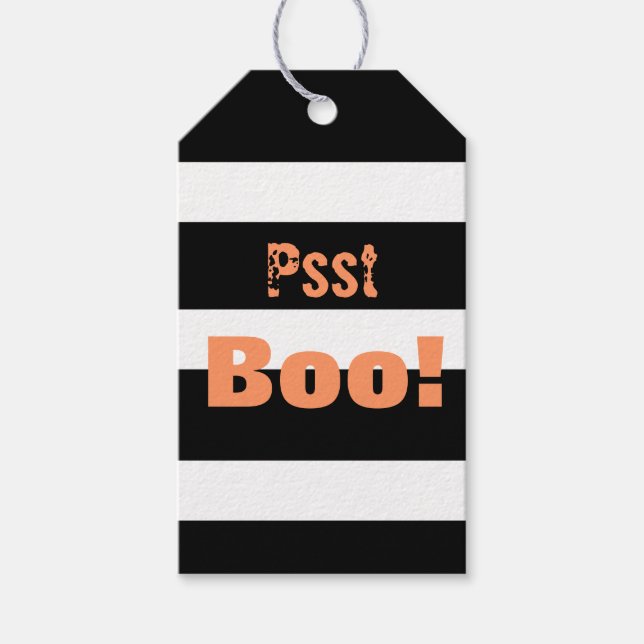 Halloween Schwarz-weiß Stripes Boo Geschenktasten Geschenkanhänger (Vorderseite)