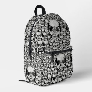 Halloween Schwarz-Weiß-Tote Schädel Gruselig Bedruckter Rucksack