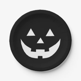 Halloween Schwarz-weiße Kürbislaterne beängstig Pappteller