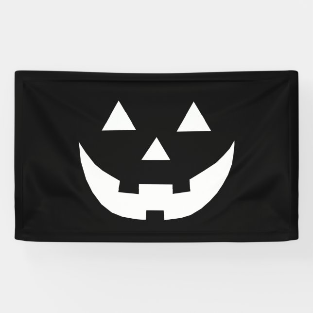 Halloween Schwarz-weiße Kürbislaterne beängstigend Banner (Horizontal)