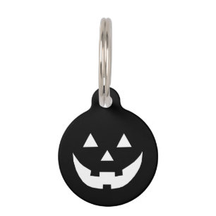 Halloween Schwarz-weiße Kürbislaterne Haustiermarke
