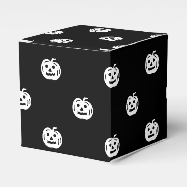 Halloween-Schwarz-weiße Kürbislaterne niedlich Geschenkschachtel (Vorderseite)