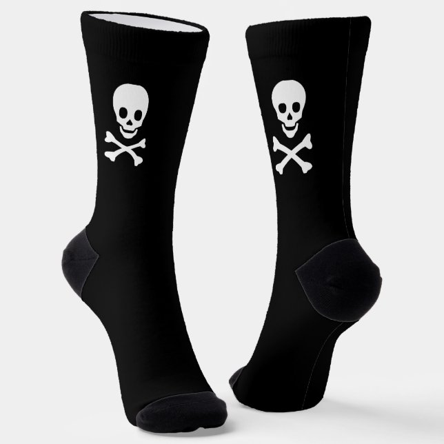 Halloween, Schwarz-weißer Pirat Socken (Gewinkelt)