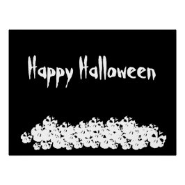 Halloween Schwarz-weißer Schädelhaufen Poster