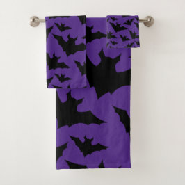 Halloween-Schwarzbats lila cooles, sprichwörtliche Badhandtuch Set