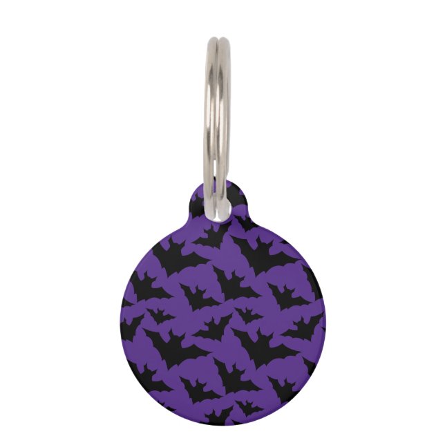 Halloween-Schwarzbats lila cooles, sprichwörtliche Haustiermarke (Vorderseite)
