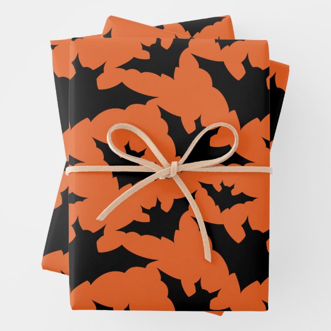 Halloween Schwarze Fledermäuse coole Löffelmuster Geschenkpapier Set (Beispiel)