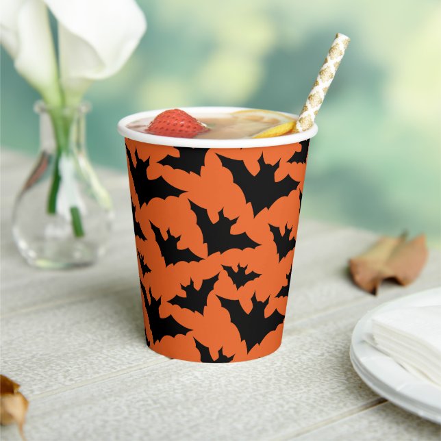 Halloween Schwarze Fledermäuse coole Löffelmuster Pappbecher (In Situ)