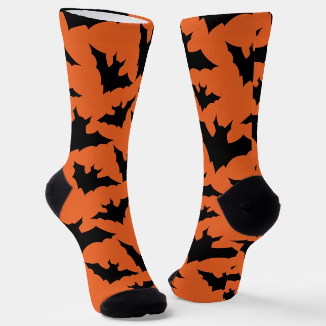 Halloween Schwarze Fledermäuse coole Löffelmuster Socken (Gewinkelt)