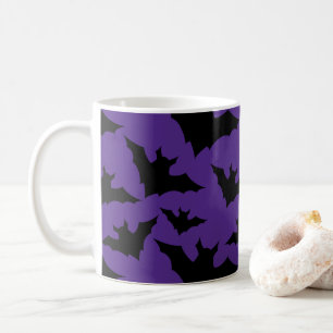 Halloween schwarze Fledermäuse lila cooles gruseli Kaffeetasse