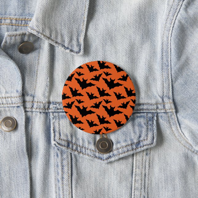 Halloween schwarze Fledermäuse orange cool grusel  Button (Beispiel)