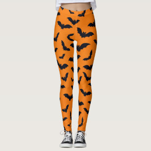 Halloween schwarze Fledermäuse orange nahtloses Mu Leggings