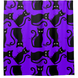 halloween schwarze Hexe lila Duschvorhang