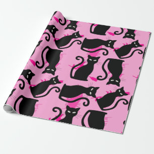 halloween schwarze Hexe pink Geschenkpapier