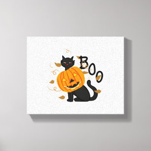 Halloween schwarze Katze Boo Leinwanddruck