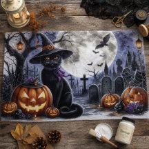 Halloween Schwarze Katze Decoupage Seidenpapier