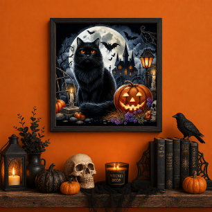Halloween schwarze Katze Dekoratives Zuhause Poster