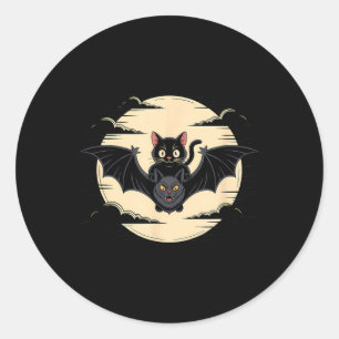Halloween schwarze Katze Fledermaus Vollmond Gruse Runder Aufkleber