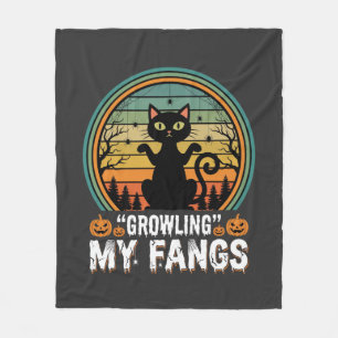 Halloween schwarze Katze fletscht meine Zähne Retr Fleecedecke