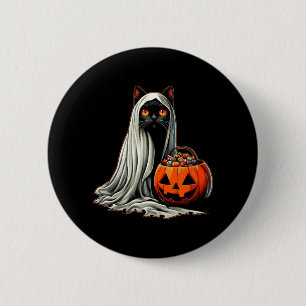 Halloween-Schwarze-Katze-Geist-Kostüm-Kürbis 1 Button