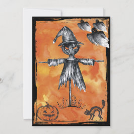 Halloween-Schwarze-Katze-Gespenst Einladung