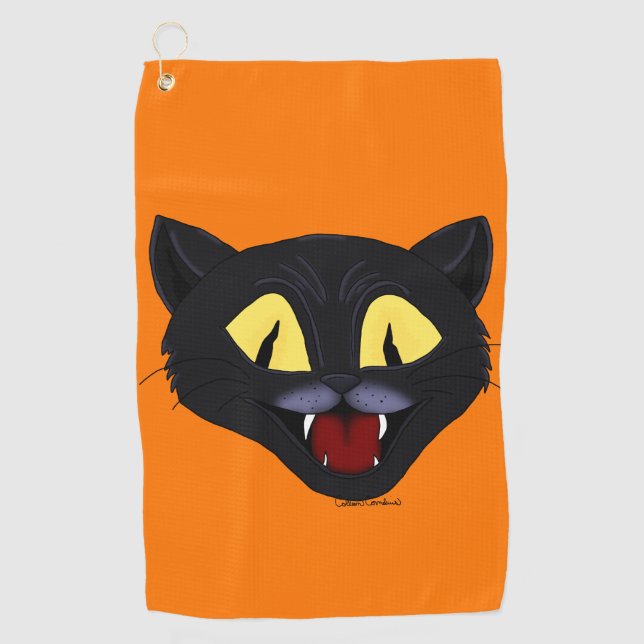 Halloween-Schwarze Katze  Golfhandtuch (Vorderseite)