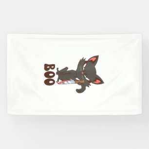 Halloween schwarze Katze gruselige Feline mit Boo Banner