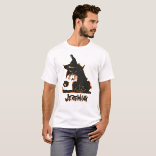 Halloween-Schwarze Katze Gruselige Spinnen T-Shirt