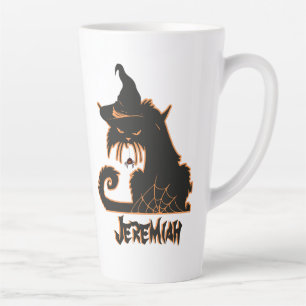 Halloween schwarze Katze Hexe gruselige Spinnen Milchtasse