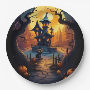 Halloween/Schwarze Katze/Hexe/Zauberkünstlerisches Pappteller