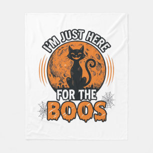 Halloween-Schwarze Katze hier für die Buh Vintage- Fleecedecke
