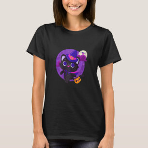 Halloween schwarze Katze Hokus Pokus Süße Mond Hex T-Shirt
