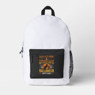 Halloween-Schwarze-Katze-Kürbis-glückliches-Angeln Bedruckter Rucksack