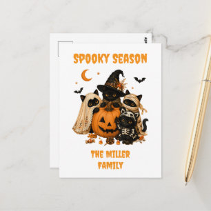 Halloween schwarze Katze Kürbis Hexe Postkarte
