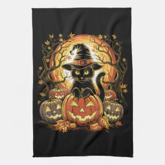 Halloween schwarze Katze Kürbis Hexenkatze Gruseli Geschirrtuch