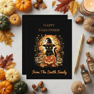 Halloween schwarze Katze Kürbis Hexenkatze Gruseli Postkarte