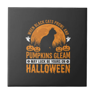 Halloween-Schwarze-Katze-Kürbis-Mond-Design_1 Fliese