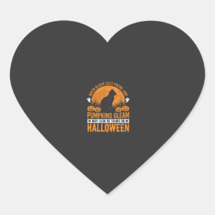 Halloween-Schwarze-Katze-Kürbis-Mond-Design_1 Herz-Aufkleber