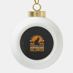 Halloween schwarze Katze Kürbis Mond Design_1 Keramik Kugel-Ornament