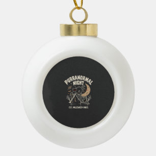Halloween-Schwarze-Katze-Mond (2) Keramik Kugel-Ornament