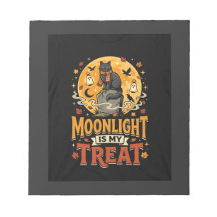 Halloween-Schwarze-Katze-Mond-Magie Notizblock