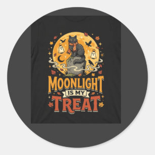 Halloween-Schwarze-Katze-Mond-Magie Runder Aufkleber