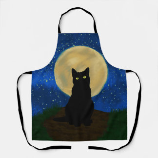 Halloween schwarze Katze mondbeschienene Silhouett Schürze