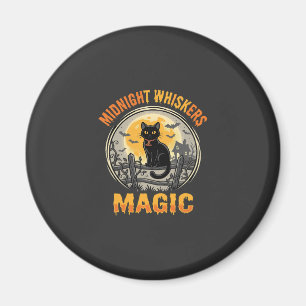 Halloween-Schwarze-Katze-Mondlicht-Magie Magnet