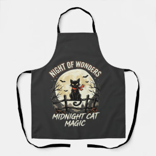 Halloween schwarze Katze Mondlicht Schürze