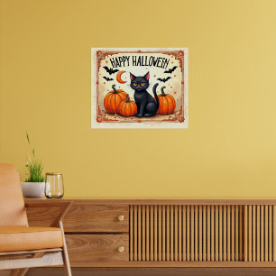 Halloween schwarze Katze Poster