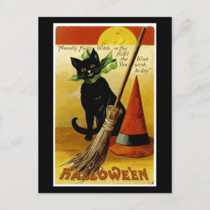 Halloween-Schwarze Katze Postkarte