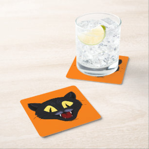 Halloween-Schwarze Katze Rechteckiger Pappuntersetzer