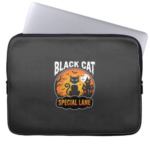 Halloween-Schwarze-Katze-Spukhaus-Mond-Design Laptopschutzhülle